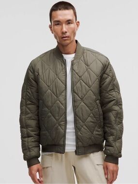 Lululemon Reversible Insulated Bomber Jacket Army Green PrimaLoft Quilted Small